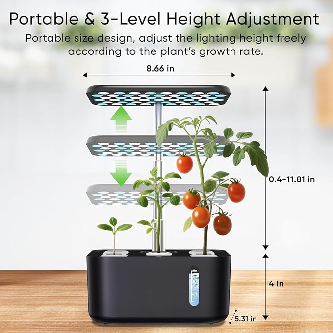 Sonicgrace Indoor Hydroponic Growing System with LED Grow Light Quiet Smart Water Pump 5 Pods Automatic Timer Perfect for Herbs Vegetables and Fruits Ideal Home Office Gardening Gift