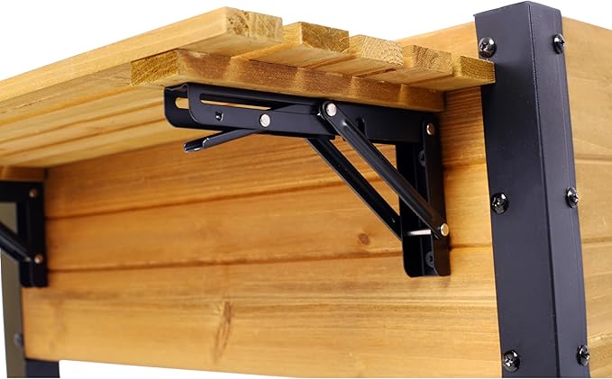 Raised Garden BedMetal Leg Wood Planter Boxes with Folding Storage ShelfElevated Planter Box for Growing Fresh HerbsVegetablesFlowers Great for Outdoor PatioBalcony (Brown 52.7''x23.6''x29.5'')