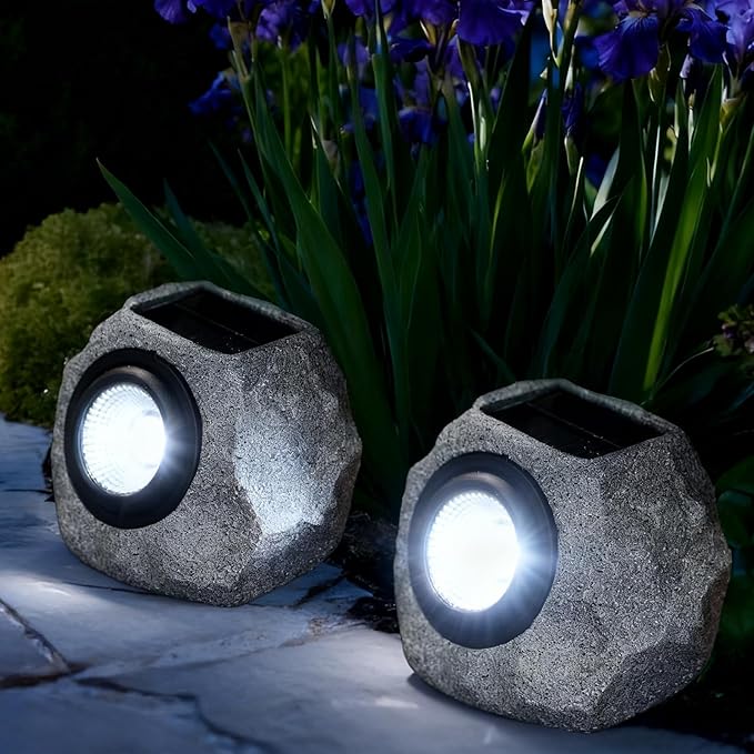 2 Pack Solar Fake Rock Light Outdoor Garden Decorations Spot Lights : Led Landscape Lighting for Pathway Lawn Patio Porch Yard Walkway