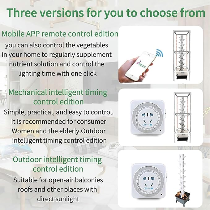 45 Pods Garden Hydroponics Growing System Smart Garden Planter Vertical Hydroponics Tower with LED Timed Grow Light Germination Aeroponics Growing Kit with Hydrating PumpAdapter//1pc