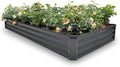 GARDMAX 8x4x1FT Galvanized Raised Garden Bed Kit Metal Planter Boxes Outdoor with Easy Assembly Large Garden Bed for Vegetables Fruits Flower Herbs Rectangle Dark Gray