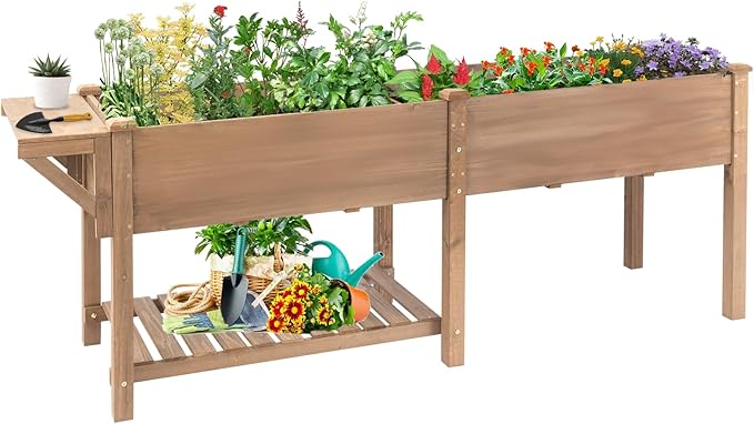 Raised Garden Bed with Legs Outdoor Elevated Garden Box with W-Connection TabsLarge Storage Shelf for Vegetable Flower Herb Easy to Assemble81x23x32 in