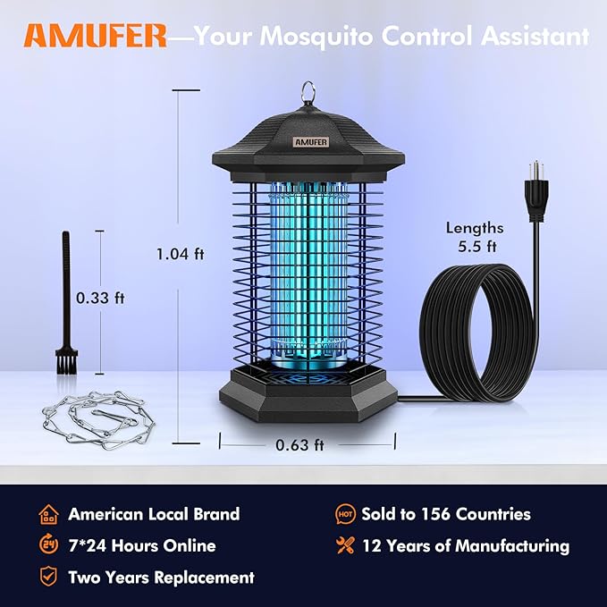 Bug Zapper Outdoor Indoor 18W Power &amp 4400V Instant Grid Mosquito Repellent Insect Control Efficiency Increased 100% 1/2 Acre Coverage Fly Trap for Patio Backyard Home