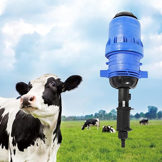 Drip Irrigation Injector Dosing Pump 0.4-4% Water Powered Liquid Doser Fertilizer Injector 5.28-660.43Gal/H Flow Water Powered Drip Feeder Drip Irrigation Injector for Industry Garden Hose Blue