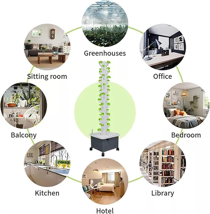 Hydroponic Tower Aquaponics Grow System Hydroponic Growing System Kits 45-Hole Plant Machine Vertical Hydroponics for Home Kitchen Gardening Fruit and Vegetables