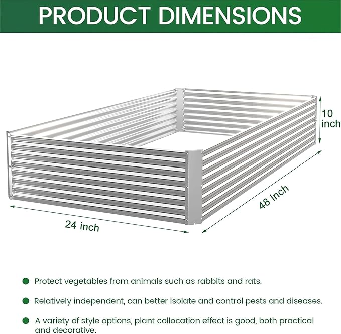 3 Pack 4x2FT Corrugated Galvanized Steel Raised Garden Bed Outdoor Metal Above Ground Garden Bed for Vegetables and Flowers Rectangle Raised Beds for Gardening