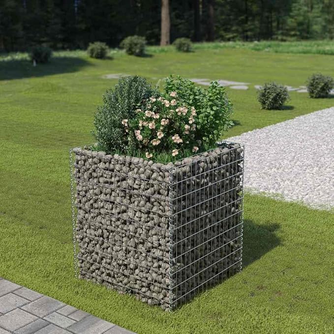 Gabion Raised Bed Silver Galvanized Steel Large Gardening Pots &amp Planters 143556