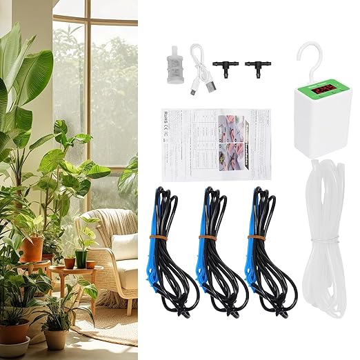 Automatic Drip Irrigation Kit Automatic Watering Device for 12 Potted Plants Self Watering Device Programmable Water Timer