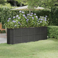 Oval Shape Garden Raised Bed Powder-Coated Steel Raised Planter Bed Metal Planter Raised Garden Boxes Outdoor Metal Raised Garden Beds for Vegetables 88.2x15.7x26.8-437