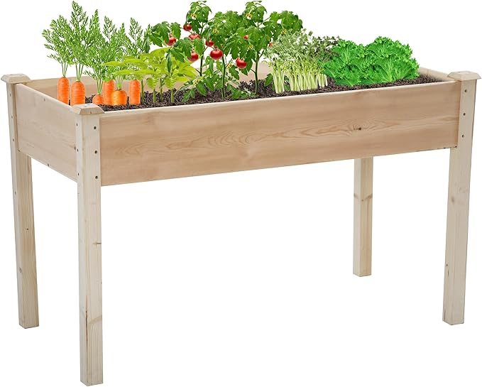 PayLessHere Wooden Garden Bed Raised Planter Box Outdoor Patio Gardening Planter and Indoor Elevated Garden Grow Box for Vegetable Flower