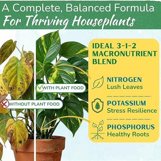 Indoor Plant Food by Houseplant Resource Center - Organic Liquid Fertilizer for Pothos Peace Lily Monstera Cactus and More - 8 oz