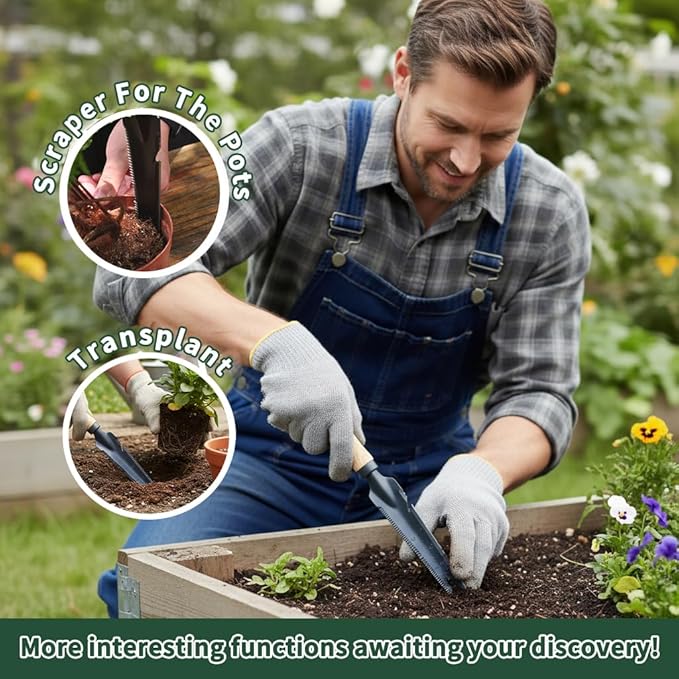 Gardenwind 14Pcs Gardening Tools for Men Gardening Hand Tools with Weeder Scale Sawtooth Cut Rope Waist BagHeavy Duty