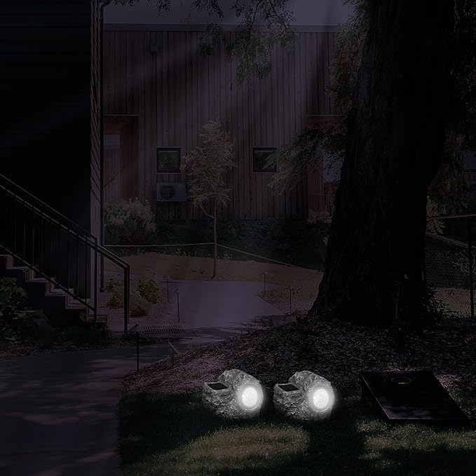 Solar LED Solar Lamp Outdoor Yard Landscape Light Waterproof Resin Stone Garden Decorative Spotlight for Patio Backyard