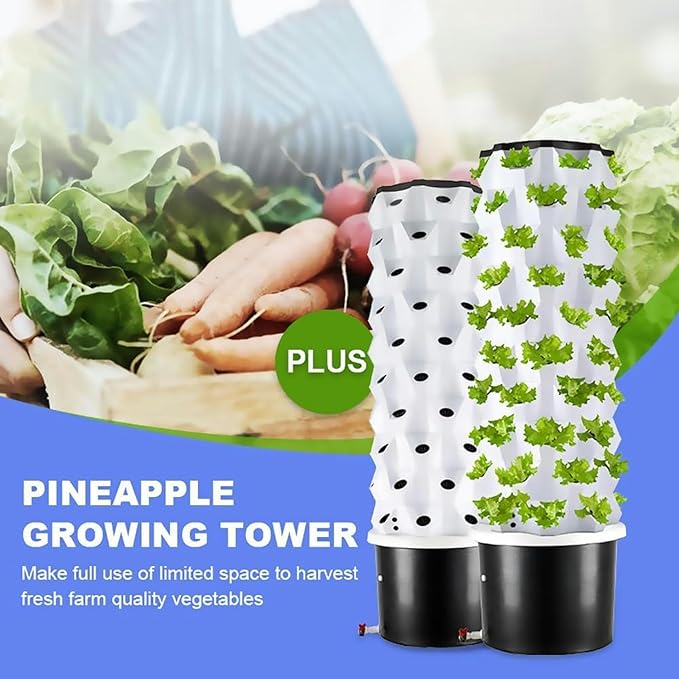 Tower Garden Hydroponics - 6/8/10 Cultivation System Vertical Hydroponic Tower with 100 L Water Tank Air -Cultivation Kit Herbal Germination Kit for Smart Garden