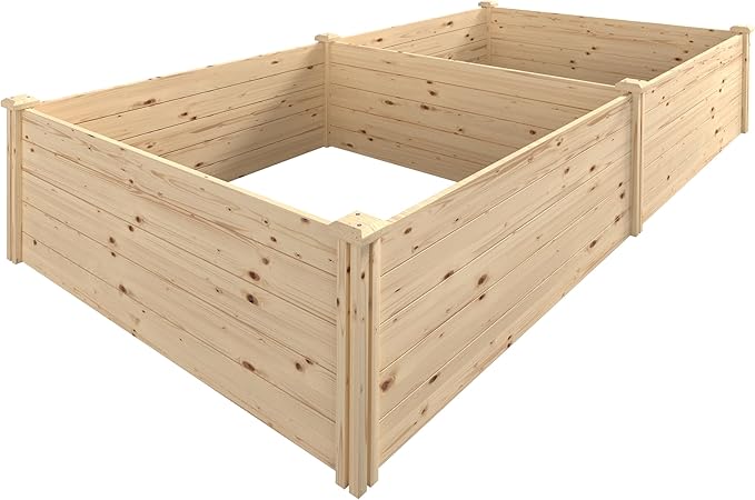 BlueWish Outdoor Wooden Garden Bed Raised Garden Bed with Bottomless Divisible Planter Box with Mortise Design for Gardening Vegetable Flower 95''L x 49''H x 19''W