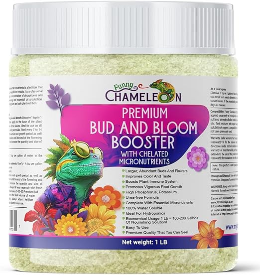 Funny Chameleon 0-50-30 Premium Bud and Bloom Booster with Chelated Micronutrients for Use in Soil and Hydroponics Super Concentrated Flower Fuel (1 LB)