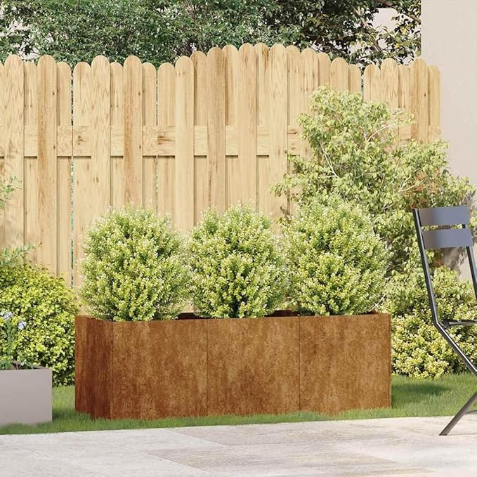Weathering Steel Planter Box Rusty Raised Garden Beds for Flowers Vegetables Herbs 47.2x15.7x15.7-512