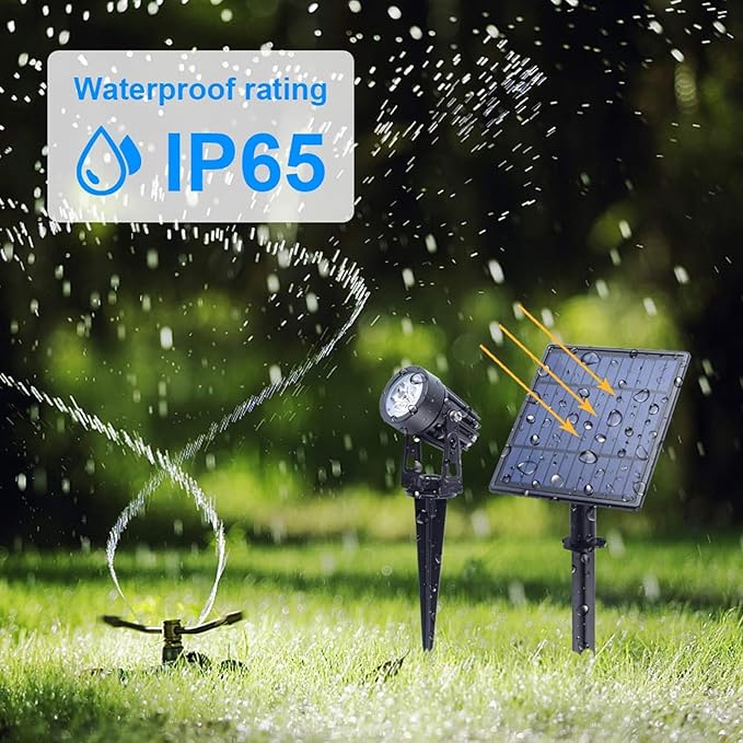 Solar Powered Landscape Lights Warm White 3000K IP65 Waterproof Outdoor Garden Lighting - Adjustable Spotlight Automatic On Off Ideal for Yard and Patio