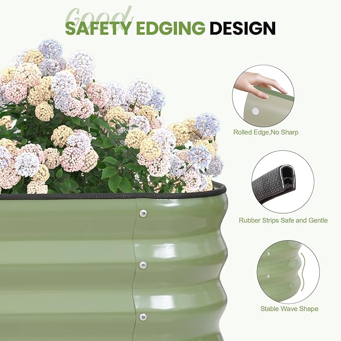 G GOOD GAIN 4-in-1 Adjustable Raised Garden Bed Kit | Galvanized Planter Boxes for Vegetables Flowers | 12 Tall Multiple Sizes (5x3x1ft 4x4x1ft 6x2x1ft 7x1x1ft) | Outdoor Metal Raised Bed Green