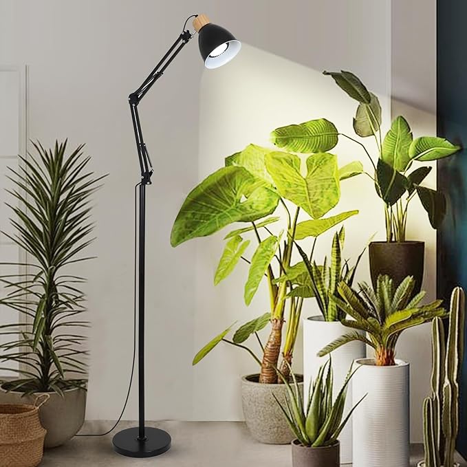 HMVPL Grow Lights for Indoor Plants Full Spectrum Plant Lights for Indoor Growing with 20W COB Grow Light Blub 4/8/12H Timer Standing Tall Grow Lamp for Middle Large Plants(75'' Height Adjustable)
