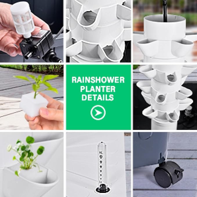 14-Layer 70 Slots Hydroponic Grow Tower Kit Vertical Growing System with Pump Timer Water Tank for Indoor Outdoor Plants