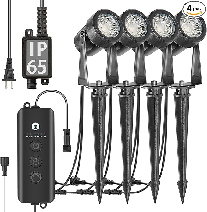 SUNTHIN Outdoor Landscape Lighting with Dusk to Dawn Sensor Controller 4 Pack