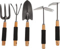 5pcs Ergonomic Garden Tool Set with Storage Rack Multi-Purpose Garden Shovels and Rakes for Outdoor Planting and Digging Tasks