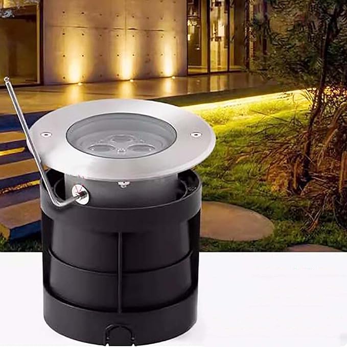 Outdoor Landscape Lights - LED Buried Lights AC 110V 30° Adjustable Angle Spotlight IP67 Waterproof Round Recessed Polarized Ground Light Garden Patio Decorative Lighting Floor Lamp