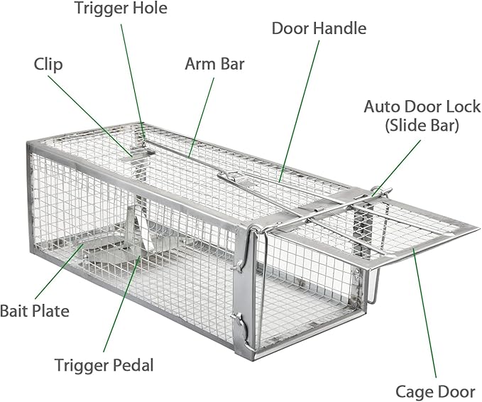 2-Pack Live Rat Traps Humane Chipmunk Mouse Vole Hamster Cage Traps