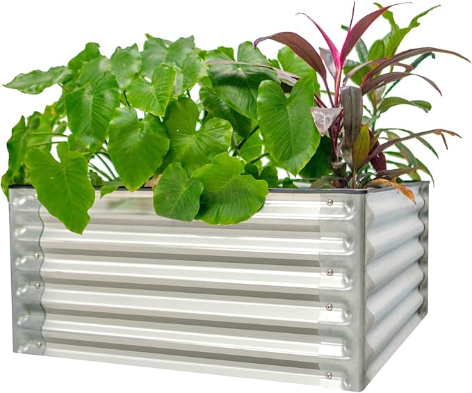 17“ Tall Galvanized Raised Garden Bed 3ftx3ft Metal Raised Garden Bed Kit Rectangular Raised Planter Garden Deep Root Box Planter for Vegetables Flowers Herbs and Succulents