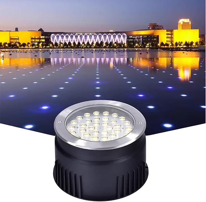 Outdoor Landscape Lights - LED Underground LightRound Recessed Spotlight IP65 Waterproof Tempered Glass Floor Light Garden Street Courtyard Ground DecorativeWhite-12W