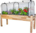 CedarCraft Elevated Cedar Planter (23” x 72” x 30H) + Greenhouse Cover - Complete Raised Garden kit to Grow Tomatoes Veggies - Herbs. Greenhouse extends Growing Season Protects Plants
