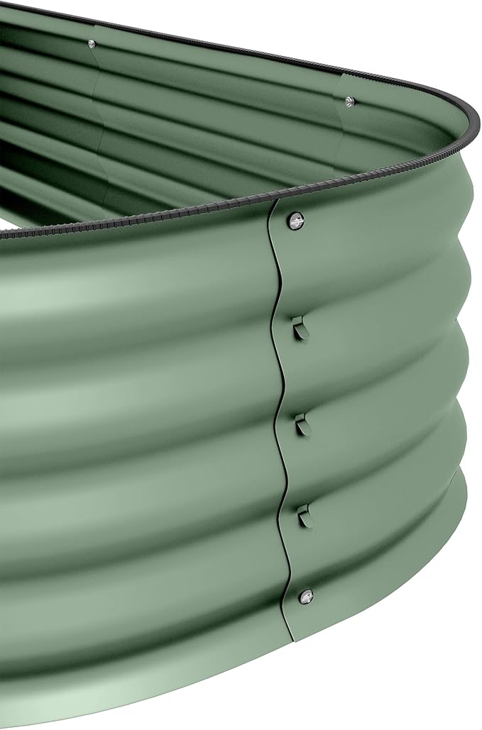 4.9' x 2' x 1' Galvanized Raised Garden Bed Kit Outdoor Metal Elevated Planter Box with Safety Edging Easy DIY Stock Tank for Growing Flowers Herbs Vegetables Green