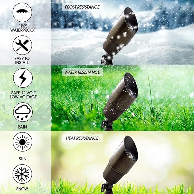 LED Spot Lights Outdoor Landscape Lighting 107 (2 Pack) – Solid Brass Spotlight LED Yard Lights Security Landscape for Beautiful Bright Long Lasting Home Garden Patio Area Deck Lighting (No Bulb)