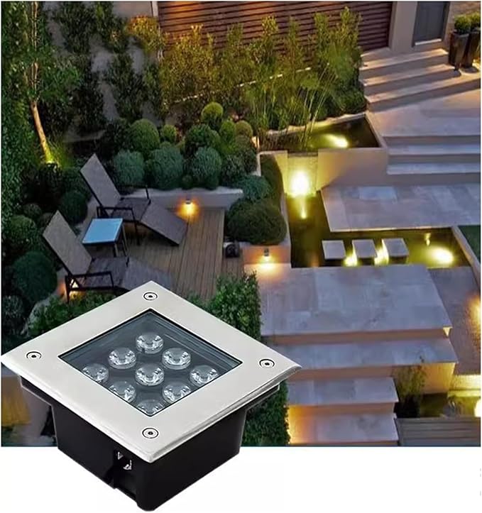 Outdoor Recessed Ground Light LED Underground Lights IP66 Waterproof AC85-110V Square Spotlight for Garden Pathway Fence Yard Patio Walkway Landscape Lighting