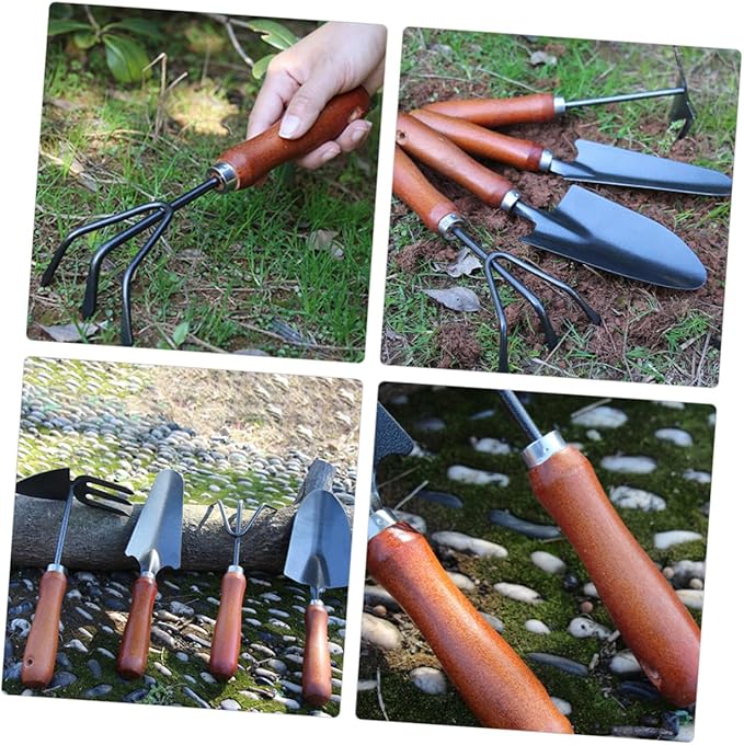 4pcs Mini Garden Tool Set with Small Trowel Narrow Spade Dual-use Claw Hoe and Soil Scoop – Portable Handheld Shovels for Planting Weeding and Digging in Home Gardens
