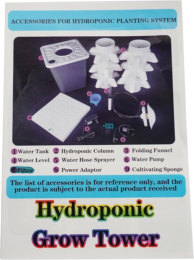 Vertical Hydroponic Growing System Tower 30 Pods Black- Indoor Smart Garden with Auto Watering Timer &amp Movable Tank Soilless Planter for Herbs Vegetables Fruits | Pump Included Space-Saving De