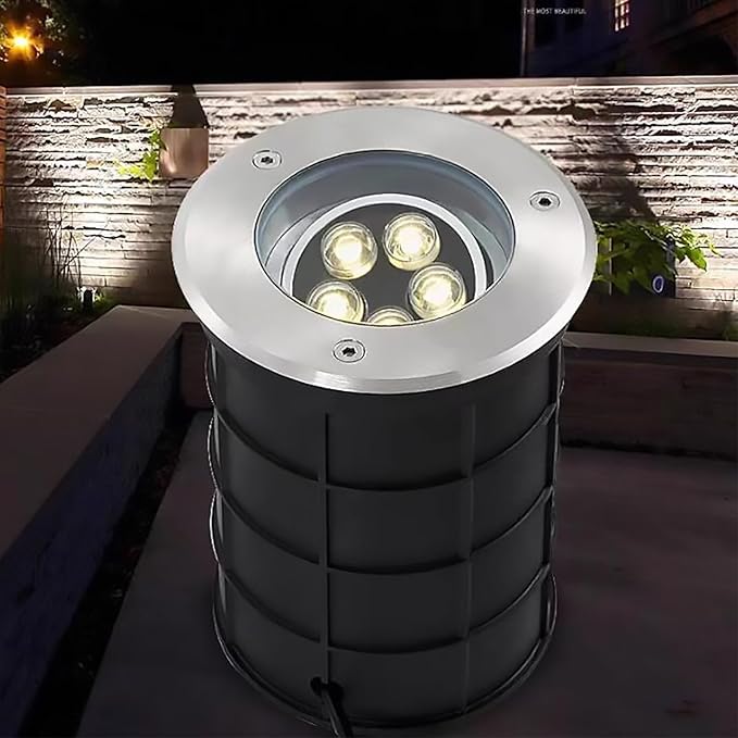 Outdoor Buried Lights - LED Landscape LampEmbedded 15° Adjustment Angle Ground Light IP68 Triple Waterproof Polarized Spotlight for Garden Courtyard DecoratiGreen-9W