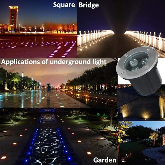 4PCS Led Landscape Lights - Outdoor Recessed Spotlight 3W IP67 Water Proof Outdoor LED Buried Light Recessed In Ground Pathway Lights Floor Lamp for Bridge Garden Landscape Lighting