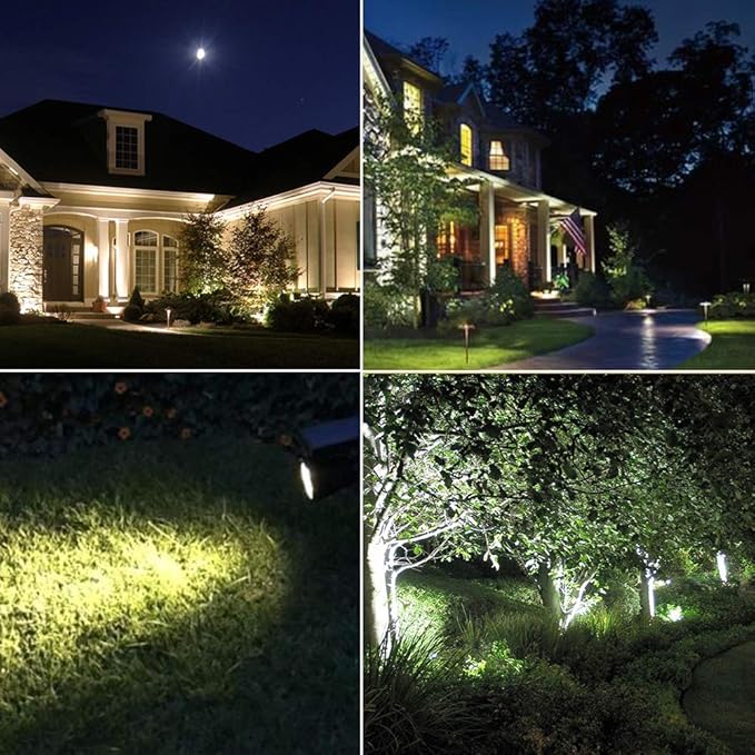 T-SUN Solar Spotlights Outdoor Waterproof Auto Turn ON/Off Solar Lights White 2 Pack &amp Yellow 2 Pack