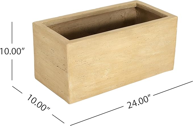 Handmade Rectangle Planter Box Travertine Beige