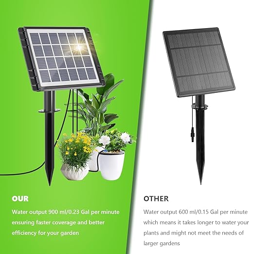 49FT Solar Drip Irrigation Kit with Digital Screen Auto Watering Kit for 15 Pots Solar-Powered Plant Watering434 Timer Modes 900ml/min Flow Indoor/Outdoor Garden Balcony &amp Patio Irrigation Sy