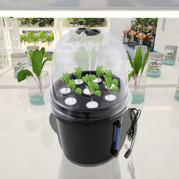 Hydroponics Planting Growing Kit 8 Holes 5L Fog Seedling Box Aeroponic Bucket Hydroponic Equipment Seedling Cultivation for Home