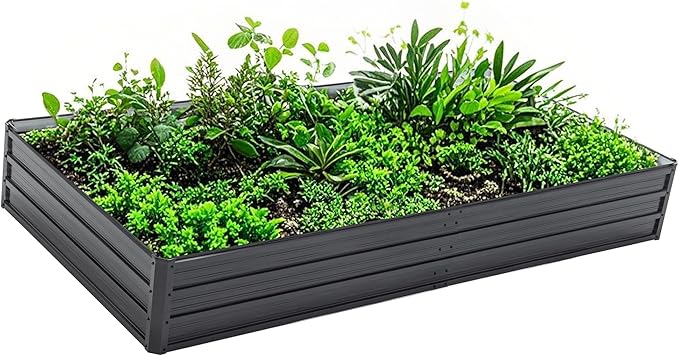 Galvanized Raised Garden Beds Outdoor // 8×4×1 ft Planter Raised Beds for Gardening Vegetables Flowers // Large Metal Garden Box