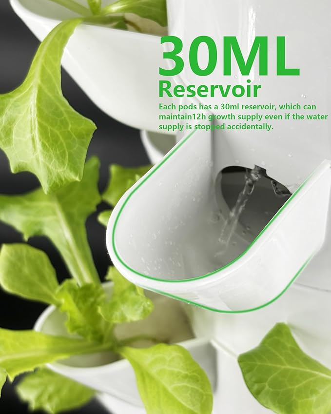 Hydroponic Tower Growing System Kits30 Pods Vertical Indoor Garden360° Full-Spectrum Lighs Automatic Water Circulation SystemSuitable for Leafy Greens and Herbs