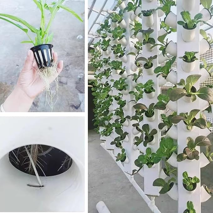 Hydroponics Tower Growing System Kit with 56 Planting Holes and 4 Wheels Aeroponic Tower Vertical Hydroponic Garden Tower for Gardening Lover Grey