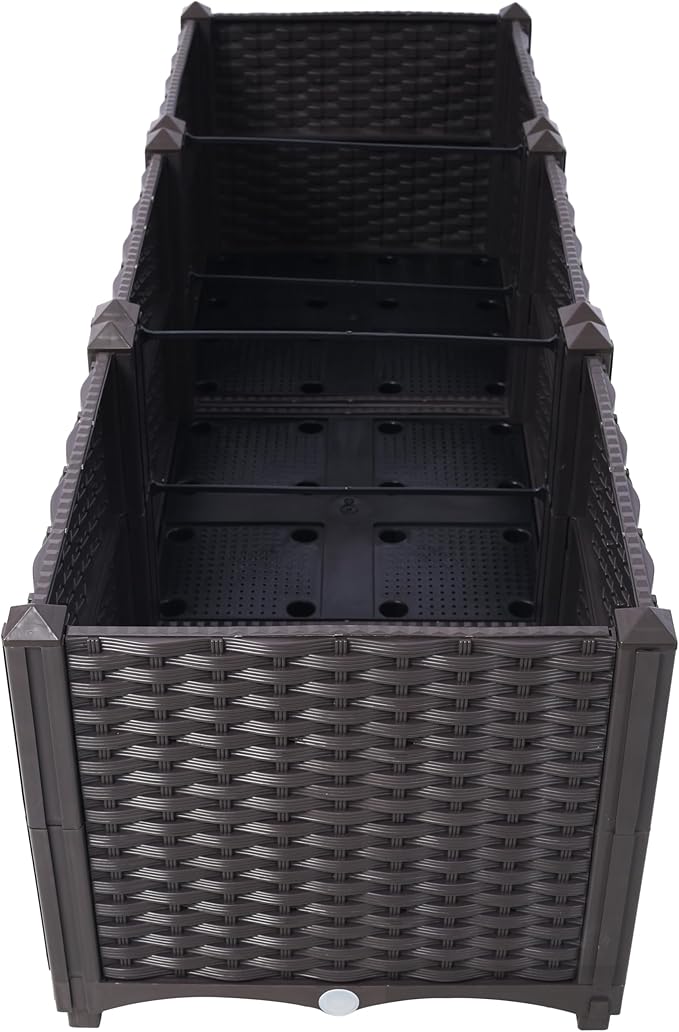 Deep Raised Garden Bed Plastic Planter Boxes for Vegetables Flowers Herbs and SucculentsSelf Watering Planter Box Raised Bed to Grow Flowers Herbs Vegetables 47.2 L X 15.7 D X 14.7 H