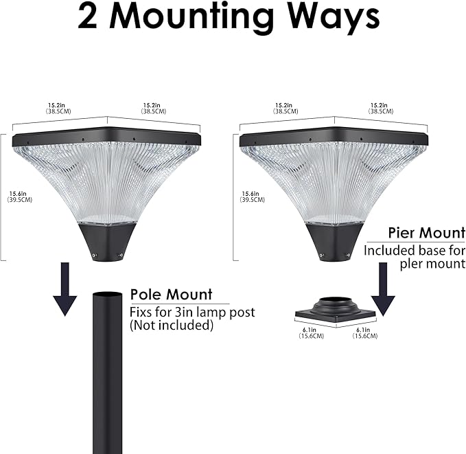 Outdoor Solar Spotlight - 6000K Diamond Cut Design Auto-On/Off Waterproof for Garden LED Landscape Lighting