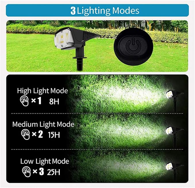 Solar Lights Outdoor GardenIP67 Waterproof 52LED Solar Spot Lights Outdoor 3Mode Solar Outdoor Lights 2 in 1 Solar Landscape Spotlights/Wall Lights Decorative for Pathway Yard Patio2 pcs