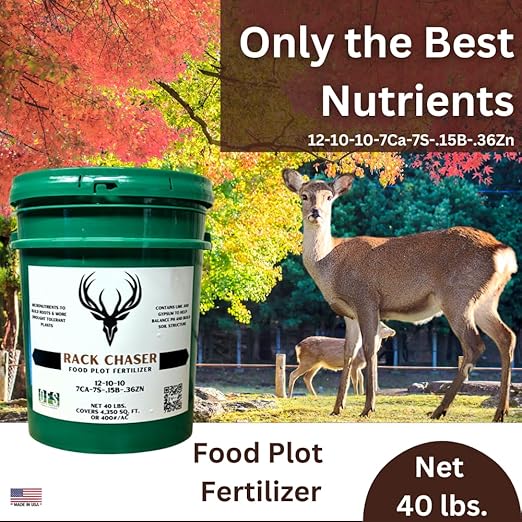 Rack Chaser Premium Food Plot Fertilizer 40 lbs. Coverage 4350 sq. ft. Made in USA by OFS Lawn and Garden Fertilizers